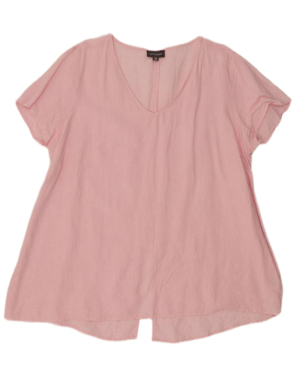 Marks & Spencer Blusa extragrande con autógrafo para mujer UK 40 XL Lino rosa