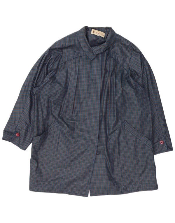 Alex Altoviti Chubasquero extragrande para mujer IT 46 Large Navy Blue Check