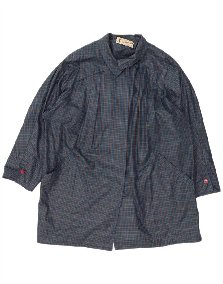 Alex Altoviti Chubasquero extragrande para mujer IT 46 Large Navy Blue Check