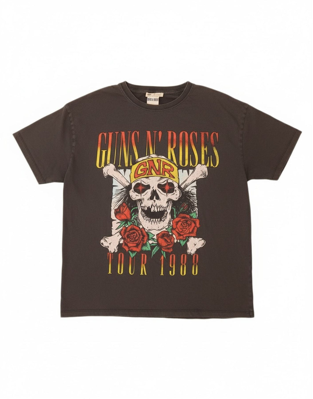 Pull & Bear Camiseta gráfica Guns & Roses para hombre Top grande de algodón gris