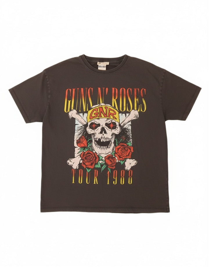 Pull & Bear Camiseta gráfica Guns & Roses para hombre Top grande de algodón gris