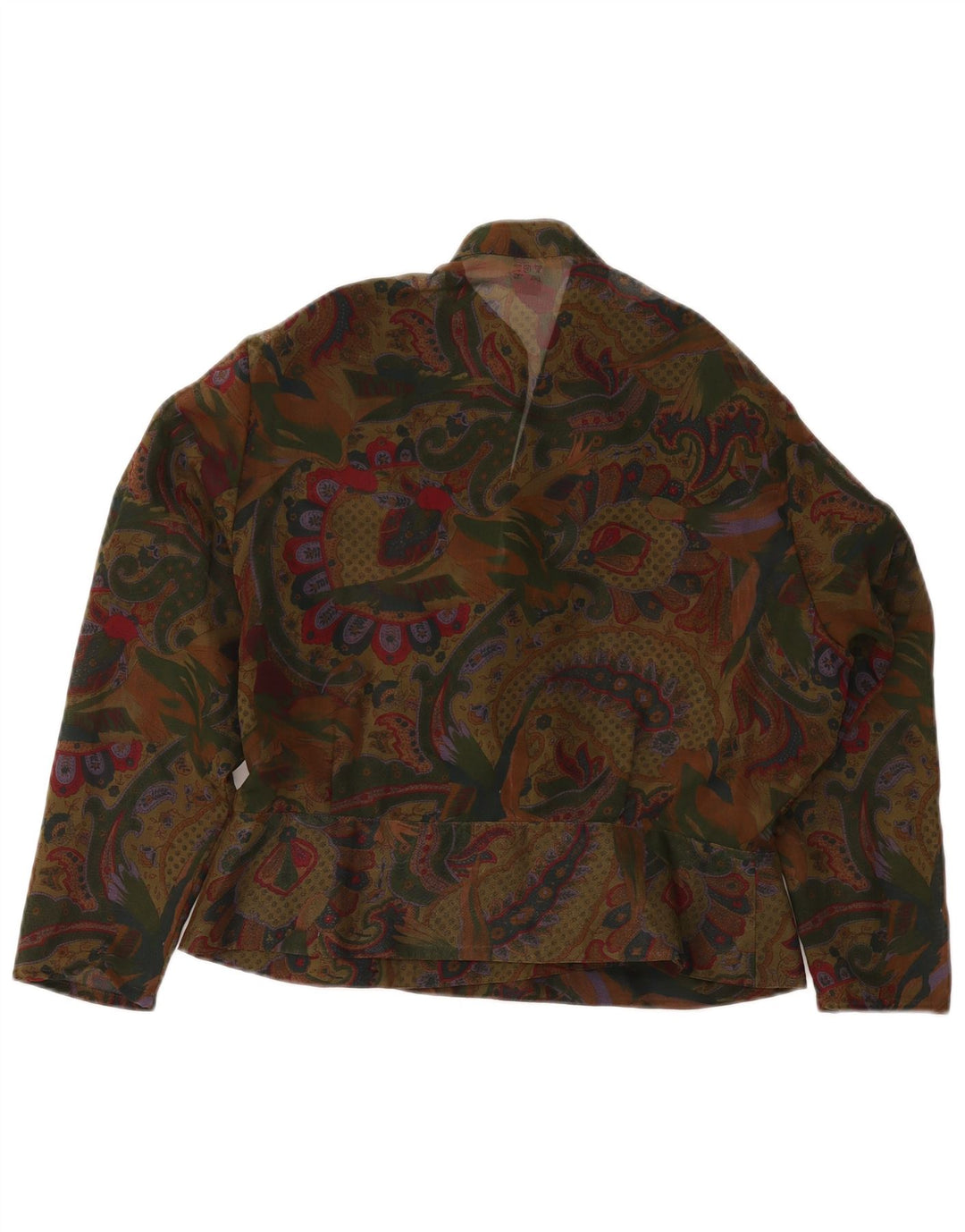 Vintage mujer crop camisa blusa IT 44 Medio Caqui Paisley Poliéster