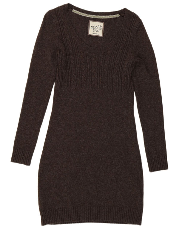 Esprit Vestido tipo jersey de manga larga para mujer UK 40 Small Viscosa marrón