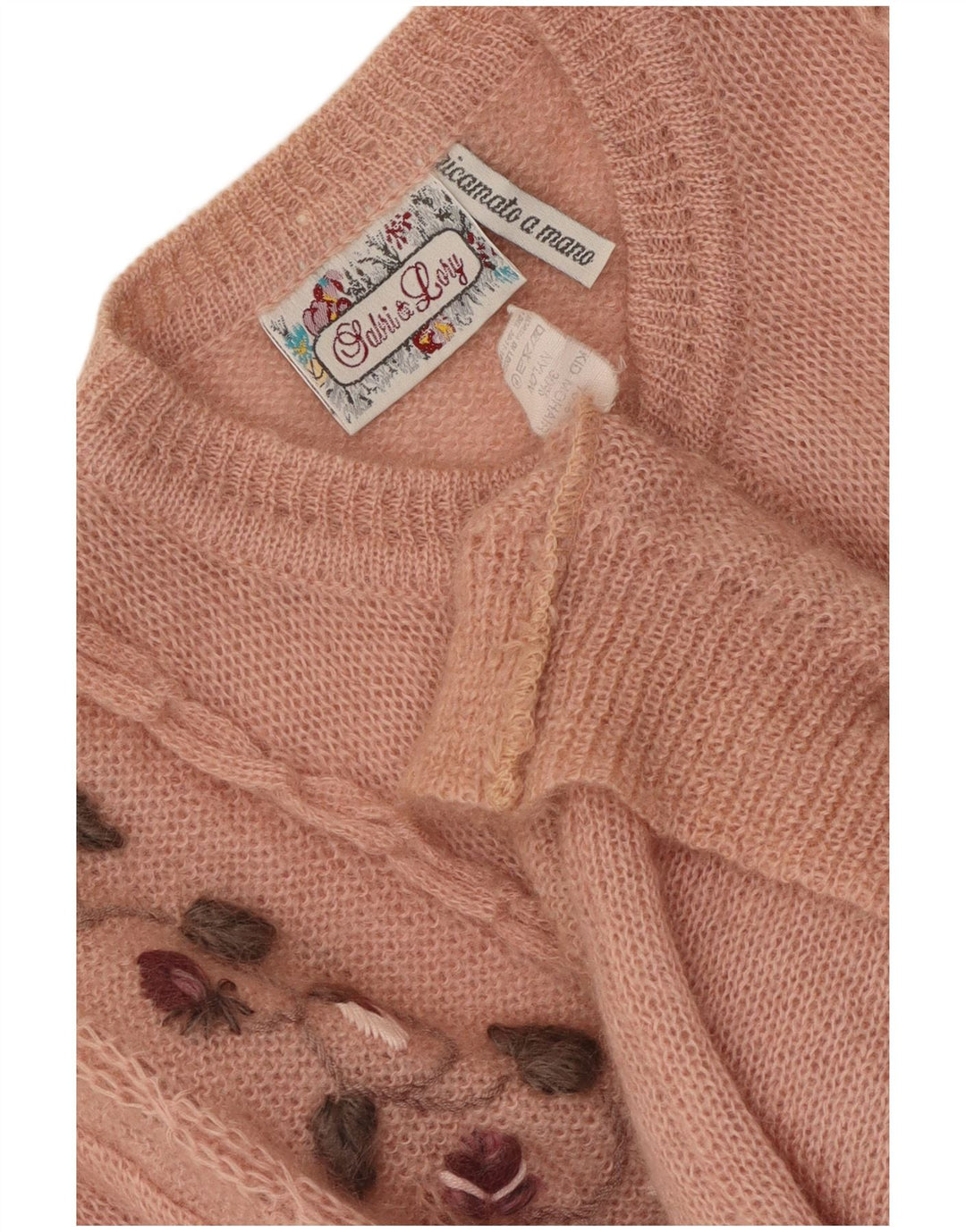 RICAMO A MANO Cárdigan Mujer IT 50 XL Mohair Rosa Floral