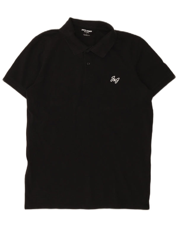 Jack & Jones Mens Polo Shirt Large Black Cotton
