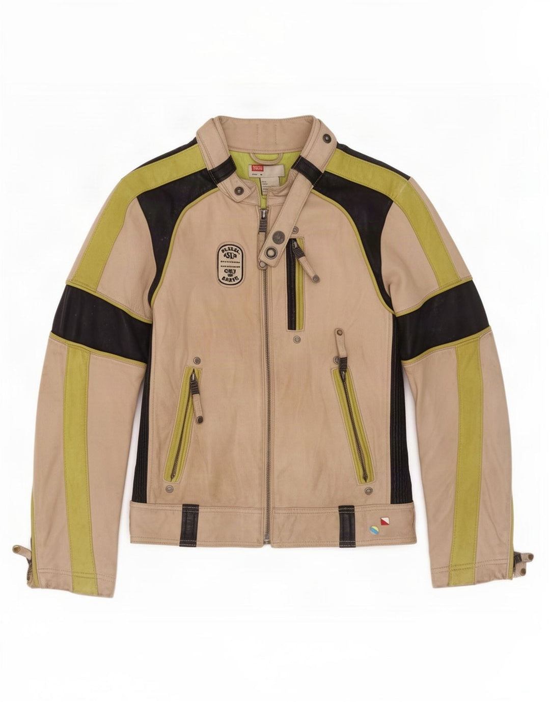 Diesel Chaqueta de cuero para niño 10-11 años Bloque de color beige medio