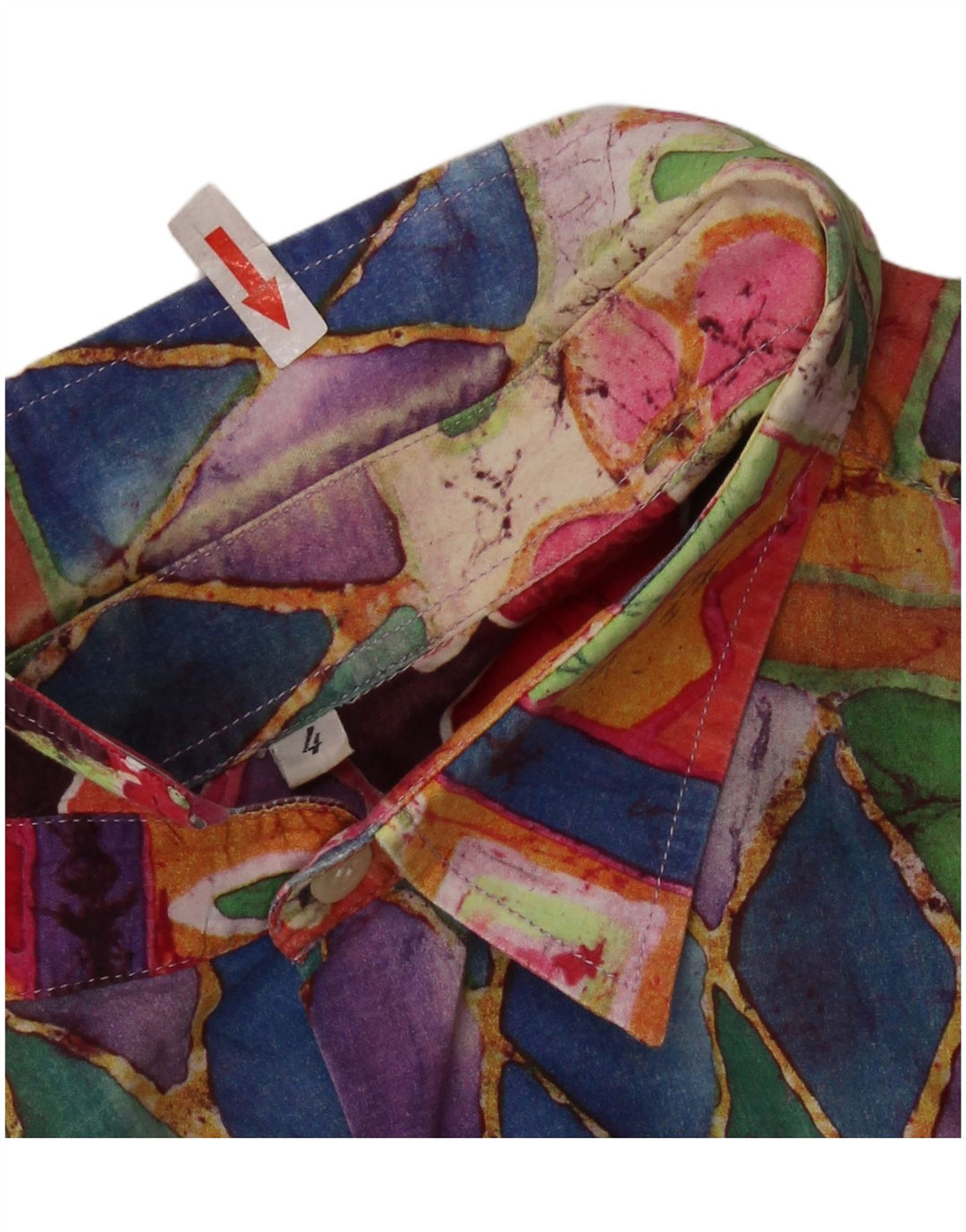 VINTAGE camisa de manga corta para hombre grande multicolor geométrico