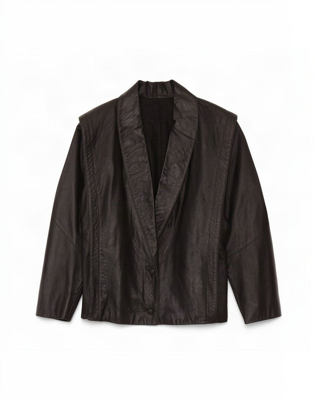 Vintage mujer 3/4 manga chaqueta de cuero de gran tamaño Reino Unido 16 grande negro