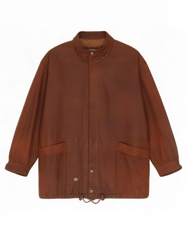 Vintage mujer chaqueta de cuero Reino Unido 16 marrón grande