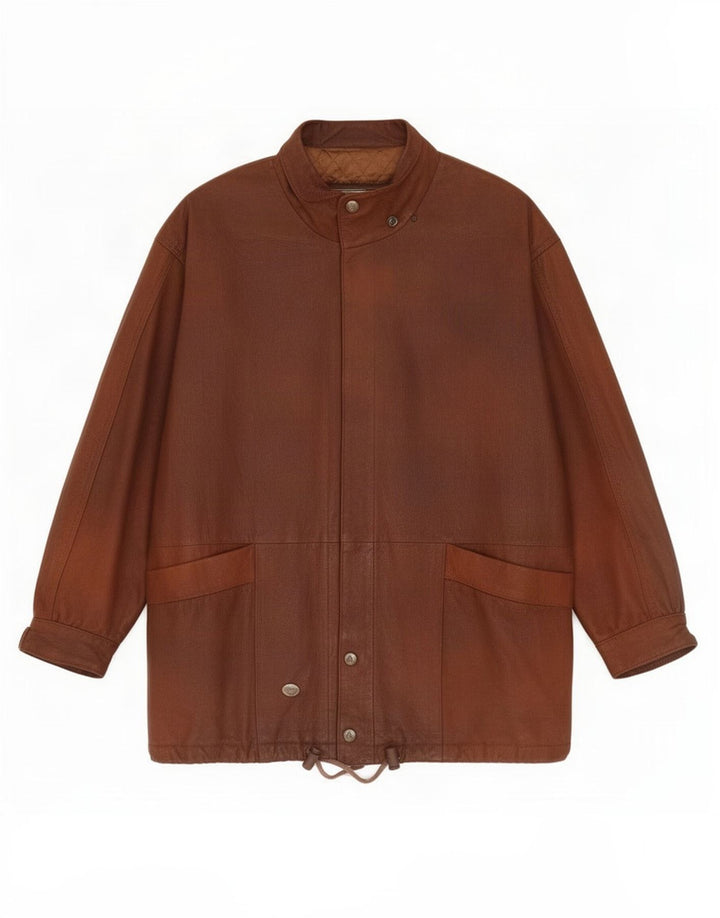 Vintage mujer chaqueta de cuero Reino Unido 16 marrón grande
