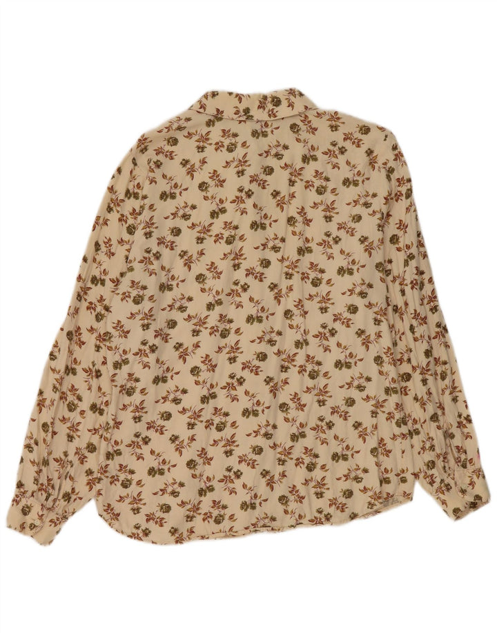 Camisa Benetton Mujer ES 44 Viscosa Floral Beige Medio