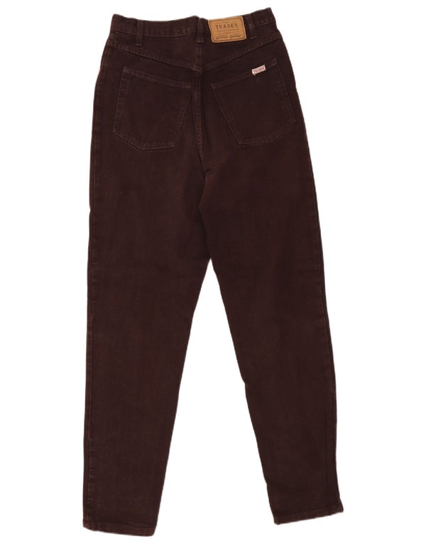 Vintage mujer cintura alta jeans cónicos Reino Unido 14 Medio W30 L30 Algodón Marrón