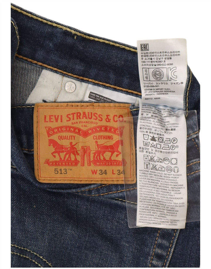 LEVI'S Vaqueros rectos ajustados 513 para hombre W34 L34 Algodón azul