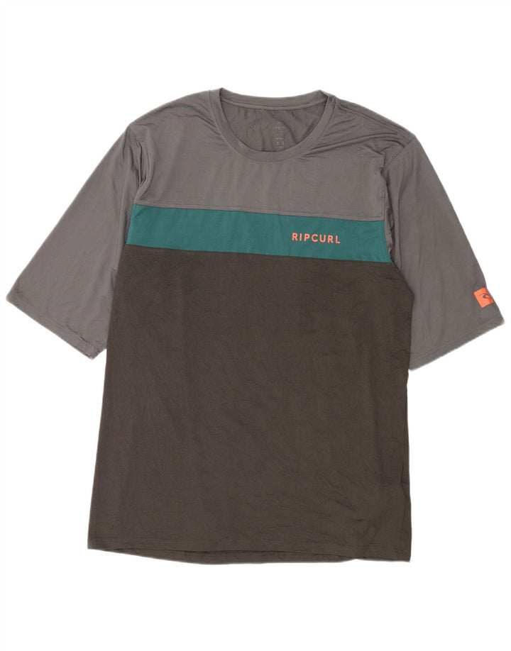 RIP CURL Camiseta para hombre Top 2XL Gris Colorblock Poliéster