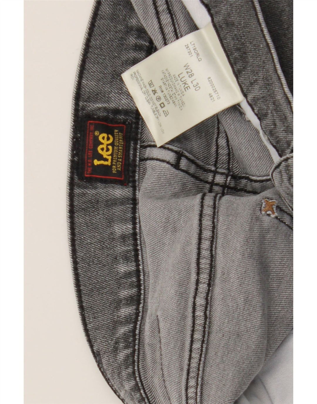 Lee Vaqueros Slim Luke para Hombre W28 L30 Algodón Gris