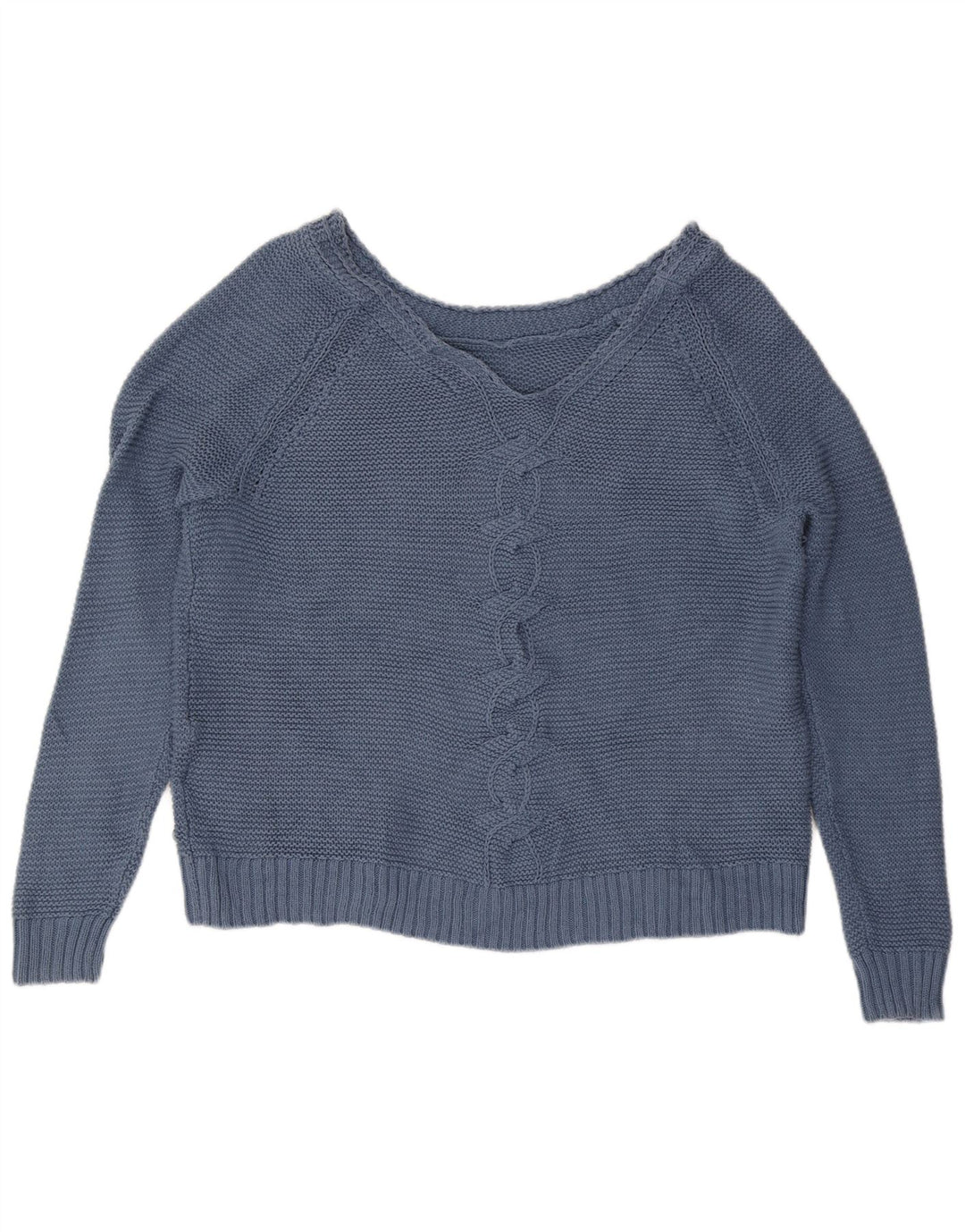 Roxy - Jersey corto con cuello en V para mujer, talla grande, algodón azul