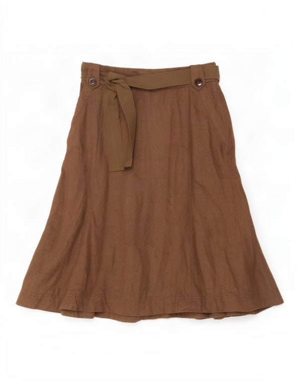 Laura Ashley Falda trompeta para mujer UK 10 Small W30 Lino marrón