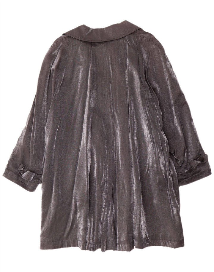 Abrigo vintage de mujer de gran tamaño con doble botonadura IT 42 Viscosa gris medio