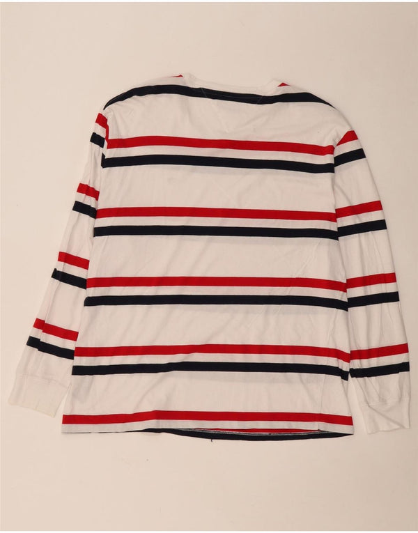 TOMMY HILFIGER Camiseta de hombre de manga larga XL de algodón a rayas blancas