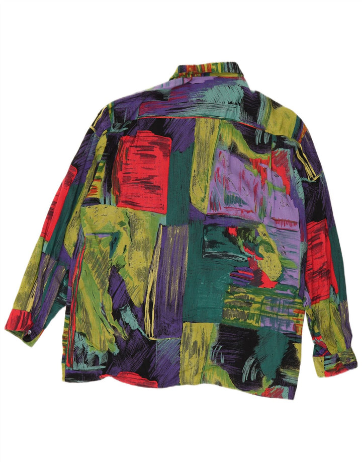 Vintage hombres patrón abstracto camisa tamaño 41/42 grande multicolor