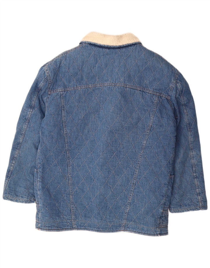 VINTAGE Hombres Denim Sherpa Chaqueta Reino Unido 40 Grande Azul Algodón Clásico