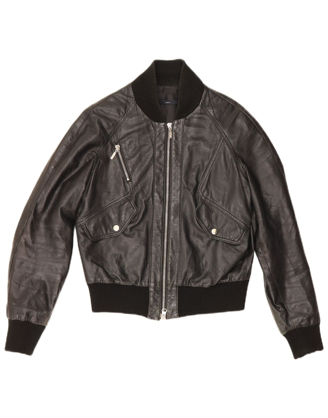 Sasch Chaqueta de cuero corta para mujer UK 44 Mediana Negro