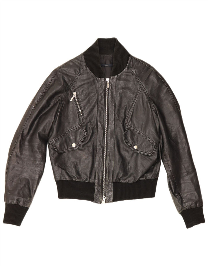 Sasch Chaqueta de cuero corta para mujer UK 44 Mediana Negro