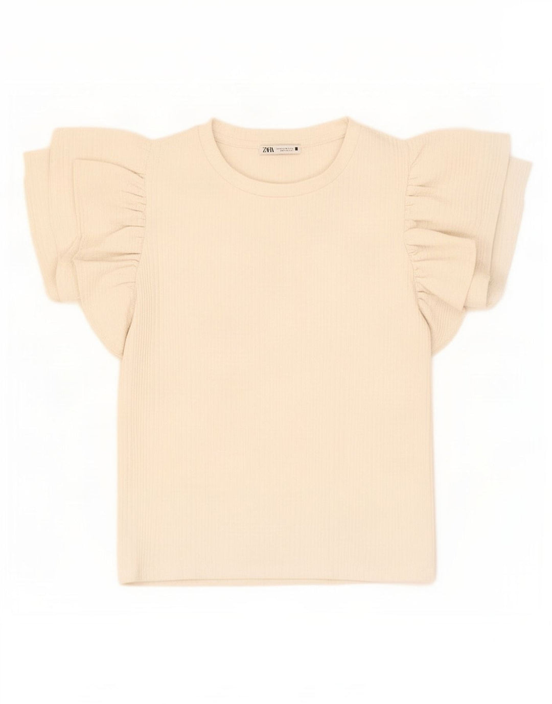 Zara Mujer Crop Blusa Top UK 12 Medio Off White Poliéster