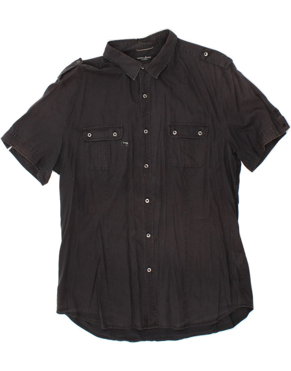 GUESS BY MARCIANO Camisa de manga corta con gráfico militar para hombre 2XL Algodón gris