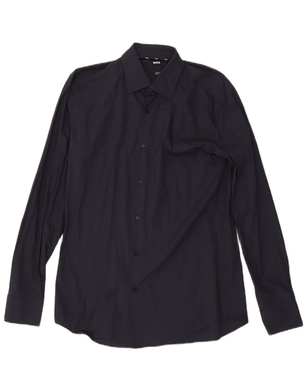 Hugo Boss Camisa Slim Fit para hombre Talla 39 15 1/2 Mediano Azul marino