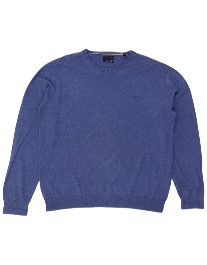Gant Jersey de cuello redondo para hombre, talla 2XL, algodón azul