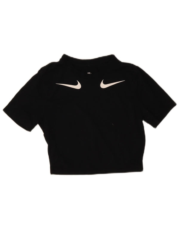 Nike Camiseta corta ajustada con gráfico para mujer UK 8 Small Black Modal