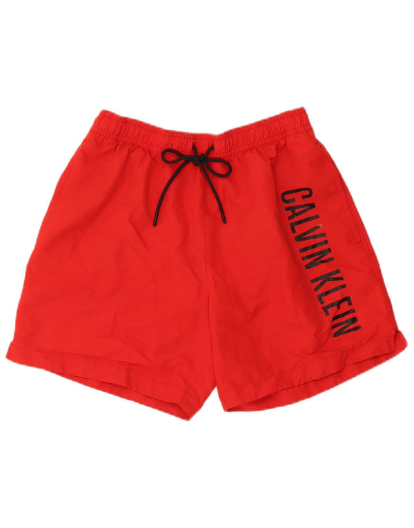 Calvin Klein Mens Graphic Swimming Shorts Medium Red Polyester