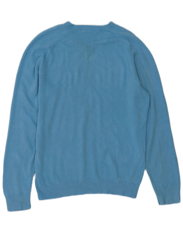 Marks & Spencer Suéter con cuello en V y autógrafo para hombre, acrílico azul pequeño