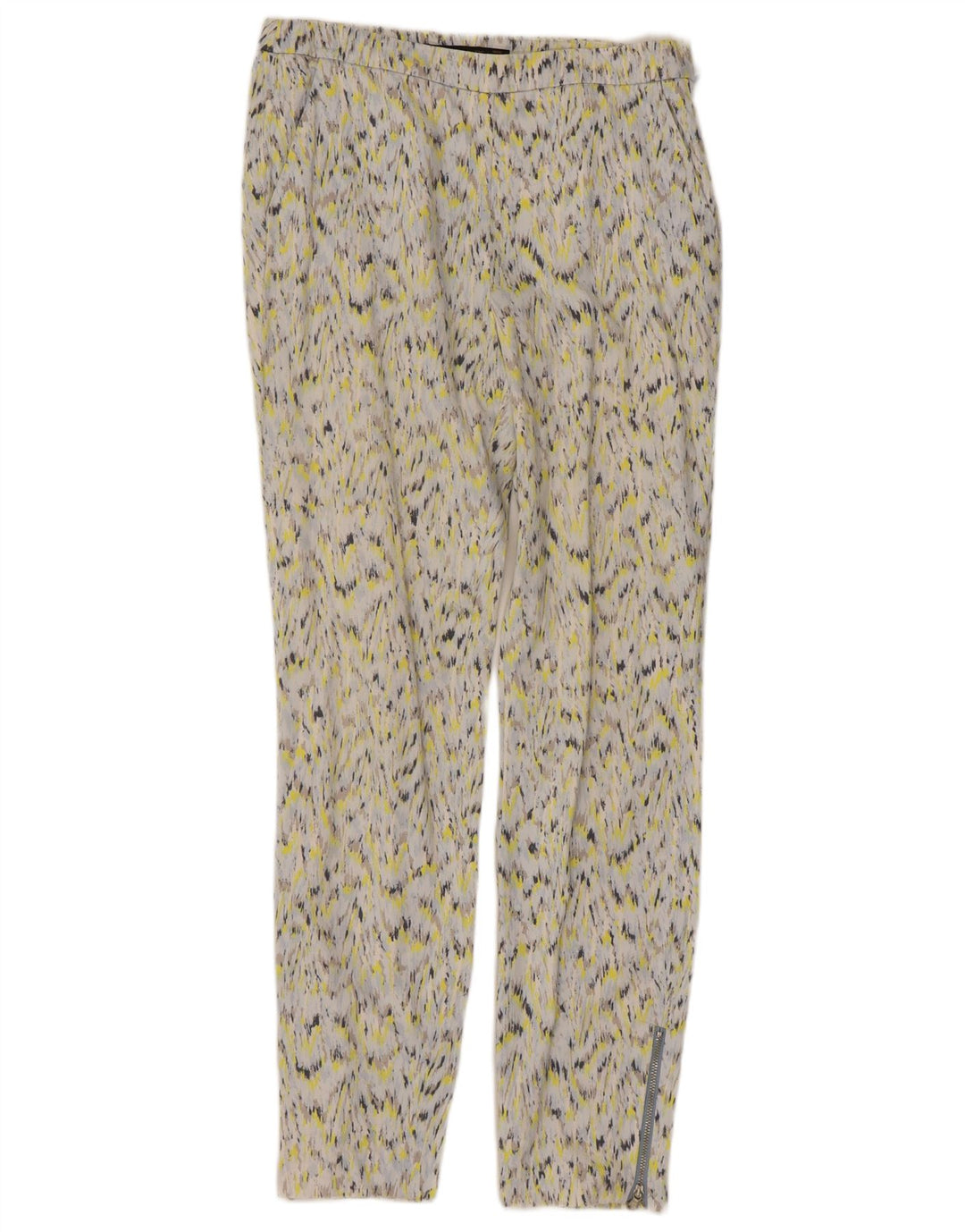 ZARA Mujer Pantalón Chino Con Estampado Abstracto Small W26 L26 Multicolor