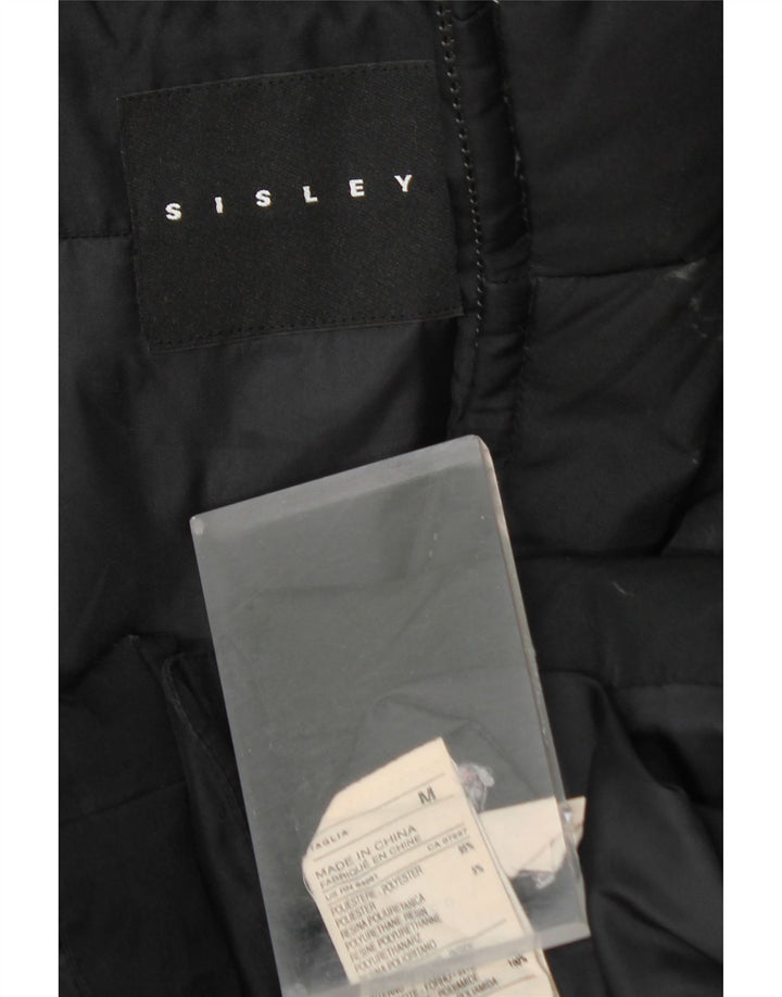 SISLEY Chaqueta acolchada para mujer UK 44 Mediana Negro Poliéster