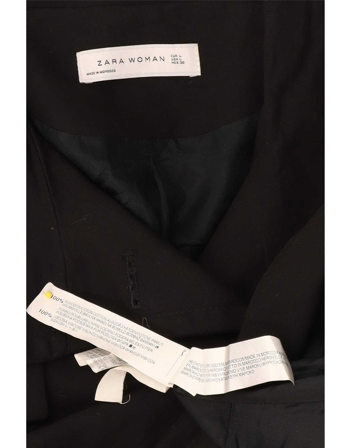 Zara Mujer Chaquetón Reino Unido 44 Grande Algodón Negro