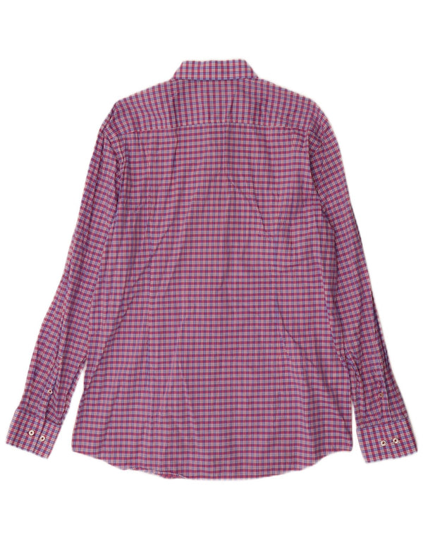 Camisa Hugo Boss Hombre Slim Fit Talla 43 17 XL Algodón A Cuadros Morado