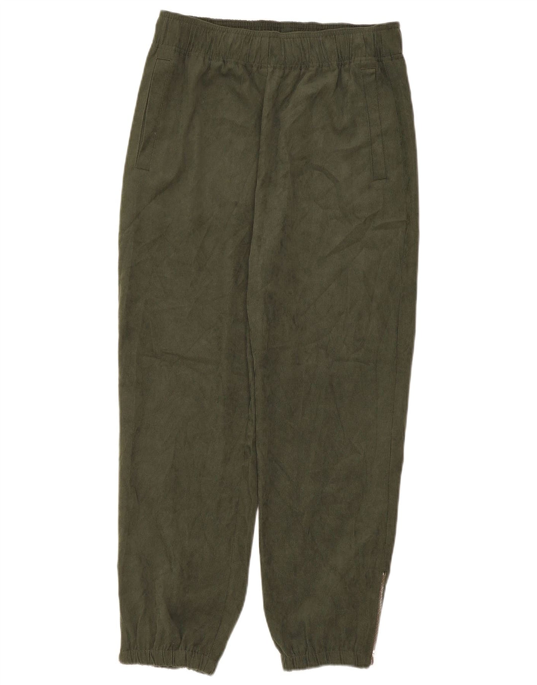 Zara Mujer Joggers Pantalones Cortos Mediano W28 L25 Poliéster Caqui
