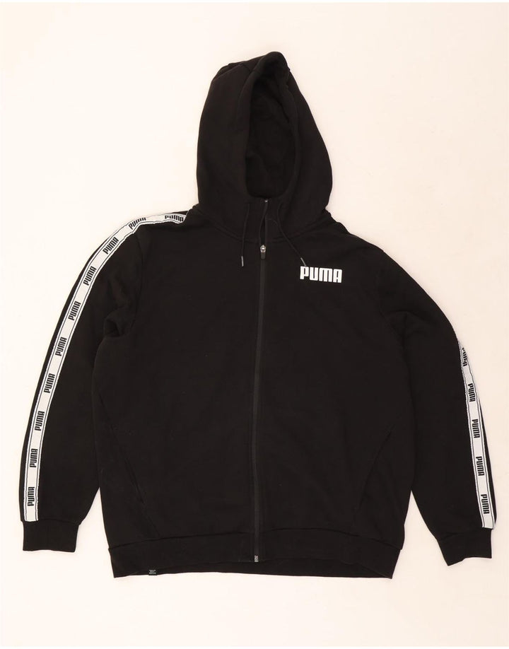 PUMA Sudadera con capucha y cremallera gráfica para hombre XL Algodón color block negro