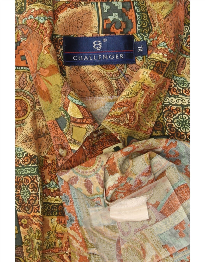 Challenger Camisa de manga corta para hombre XL Rayón patchwork multicolor
