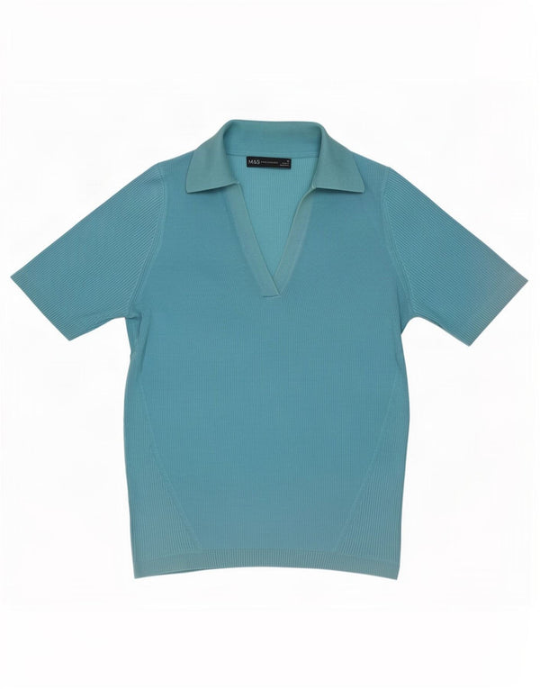 Marks & Spencer Polo de manga corta para mujer UK 42 Algodón azul medio