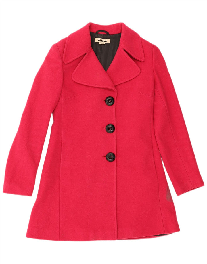 KILLAH Womens Overcoat UK 10 Small Pink Wool