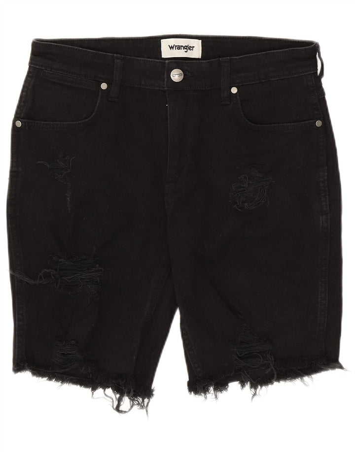 Wrangler Pantalones cortos de mezclilla desgastados para hombre W32 Algodón negro mediano