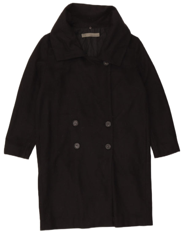 Zara Mujer Abrigo Cruzado UK 46 Large Lana Negra
