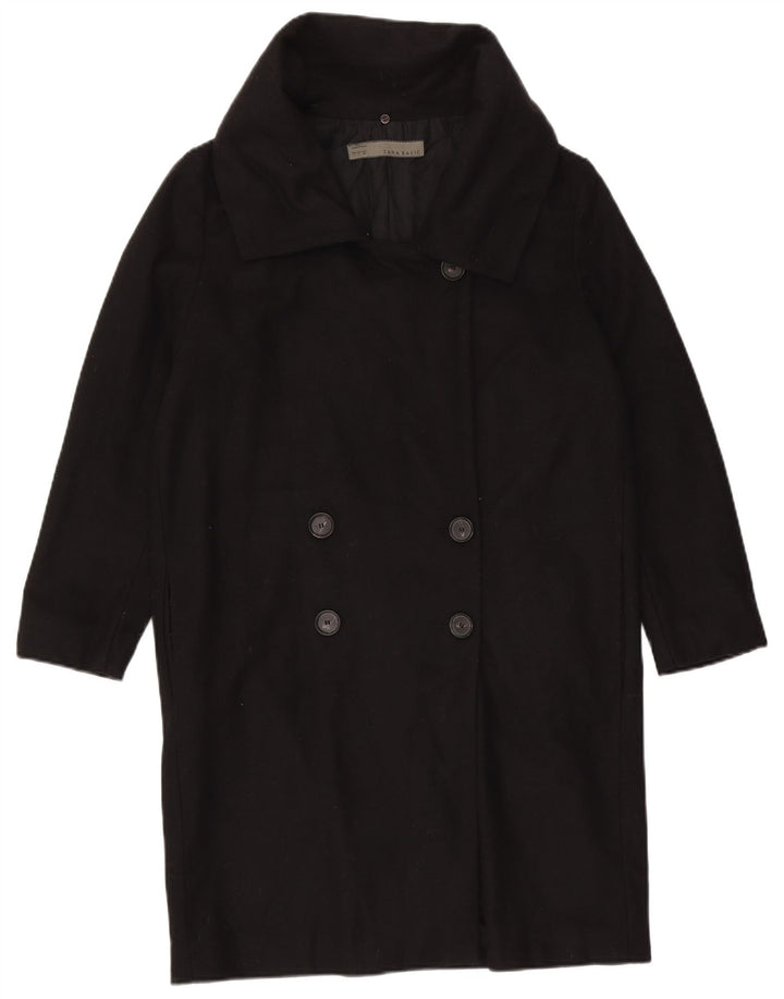 Zara Mujer Abrigo Cruzado UK 46 Large Lana Negra