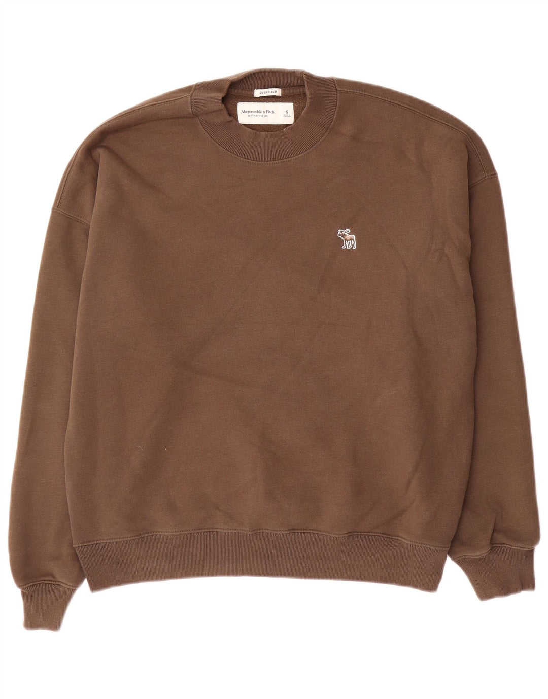 Abercrombie & Fitch Hombre Sudadera Oversize Jersey Pequeño Algodón Marrón