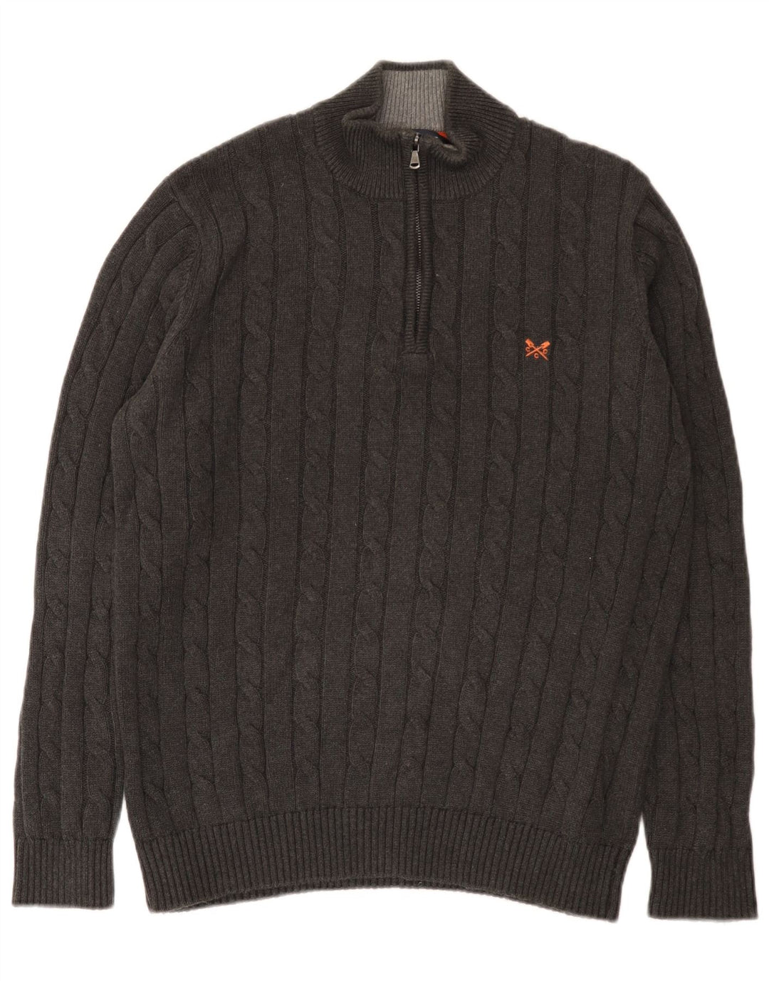 J. Crew Suéter tipo jersey con cuello y cremallera para hombre, algodón gris grande