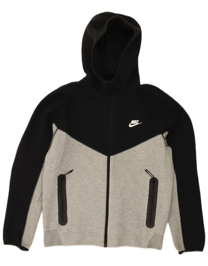 Nike - Sudadera con capucha y cremallera para hombre, algodón gris medio con bloques de color