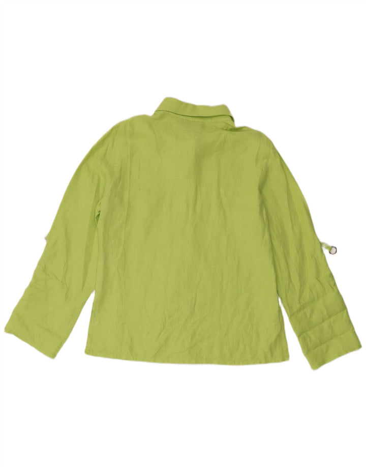 Luisa Spagnoli Camisa para mujer Reino Unido 44 Lino verde mediano